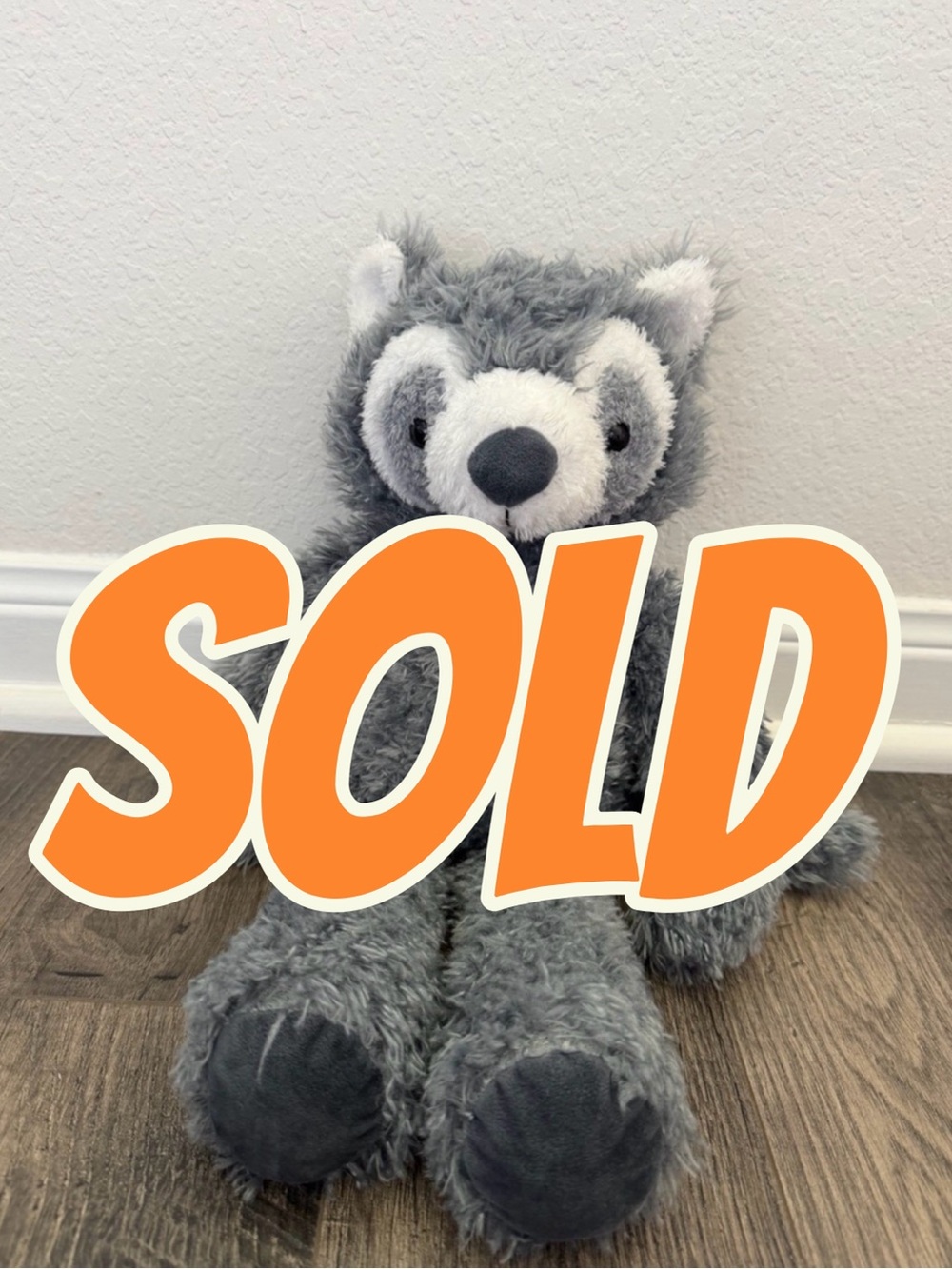 Gray Plush Raccoon Stuffed Animal